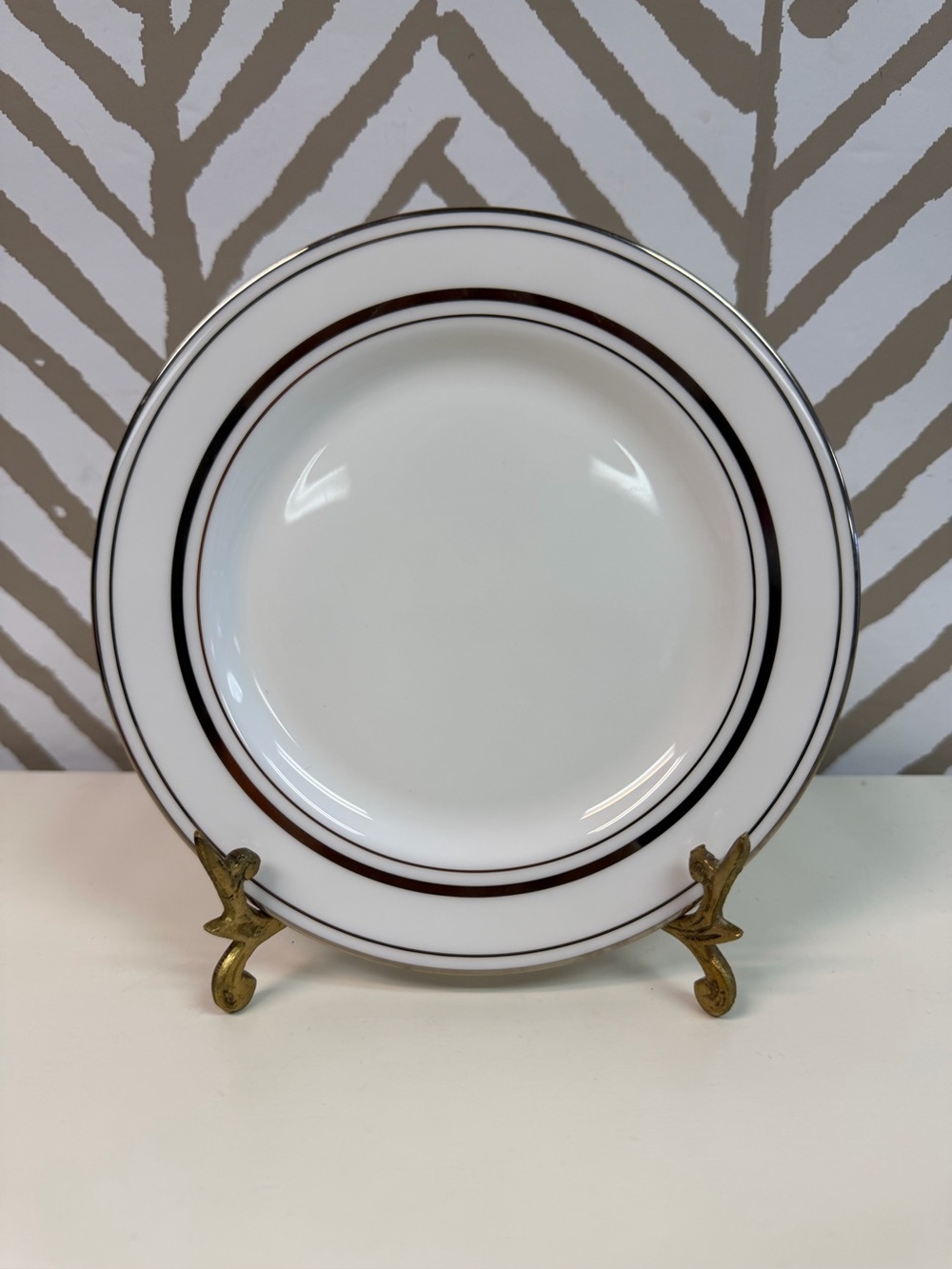 NWT Kate Spade Library Lane Platinum White & Silver Butter Plate